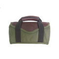 Canvas and leather cosmetic travel bag